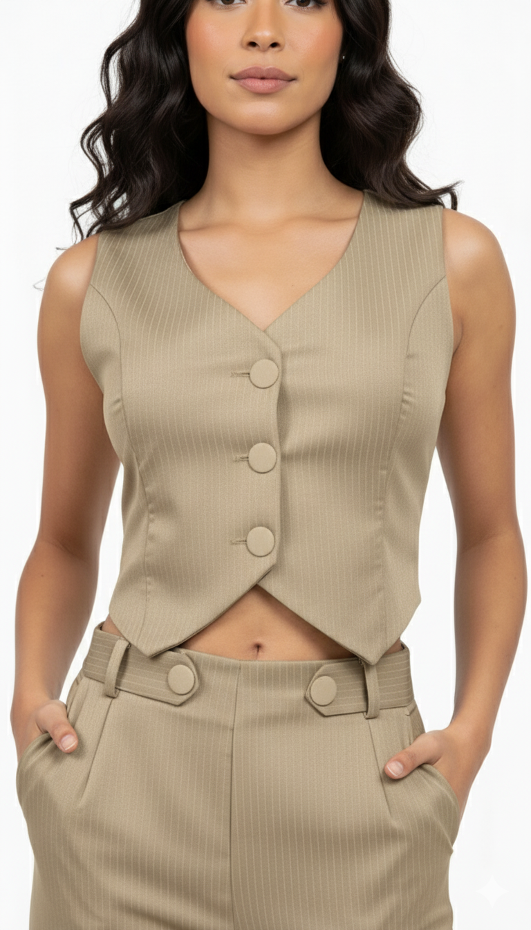 Conjunto en Gabardina nude