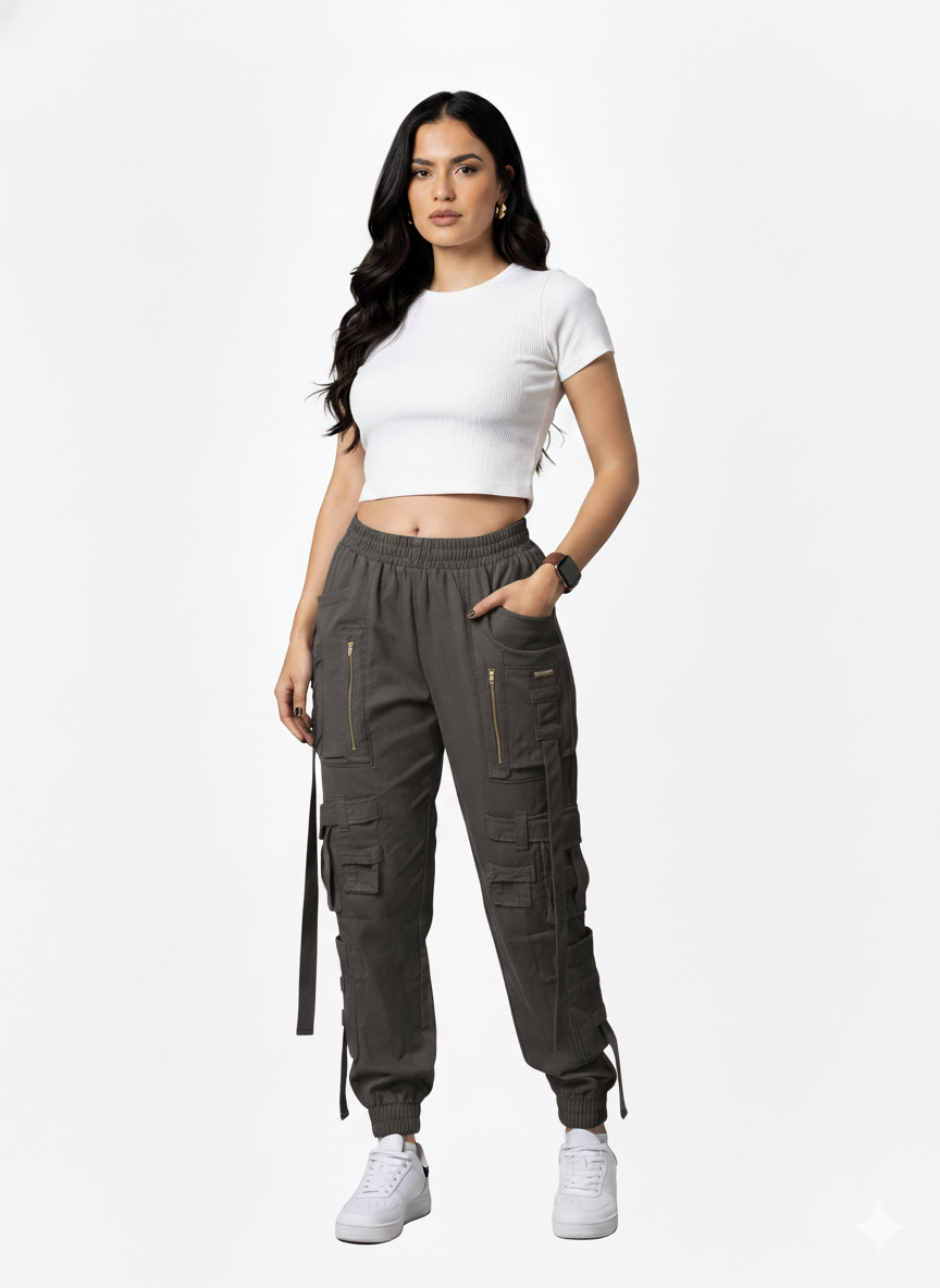 Pantalón Cargo Straps denim