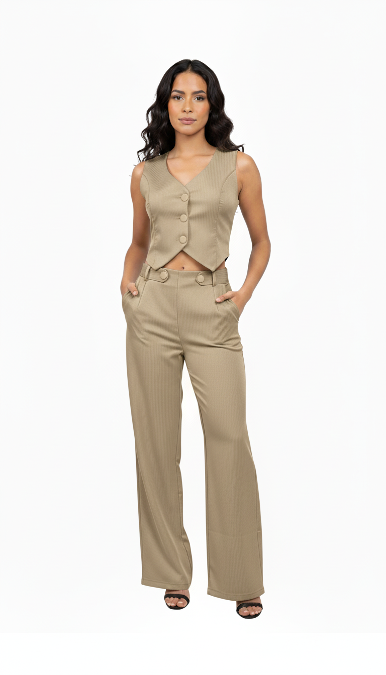 Conjunto en Gabardina nude