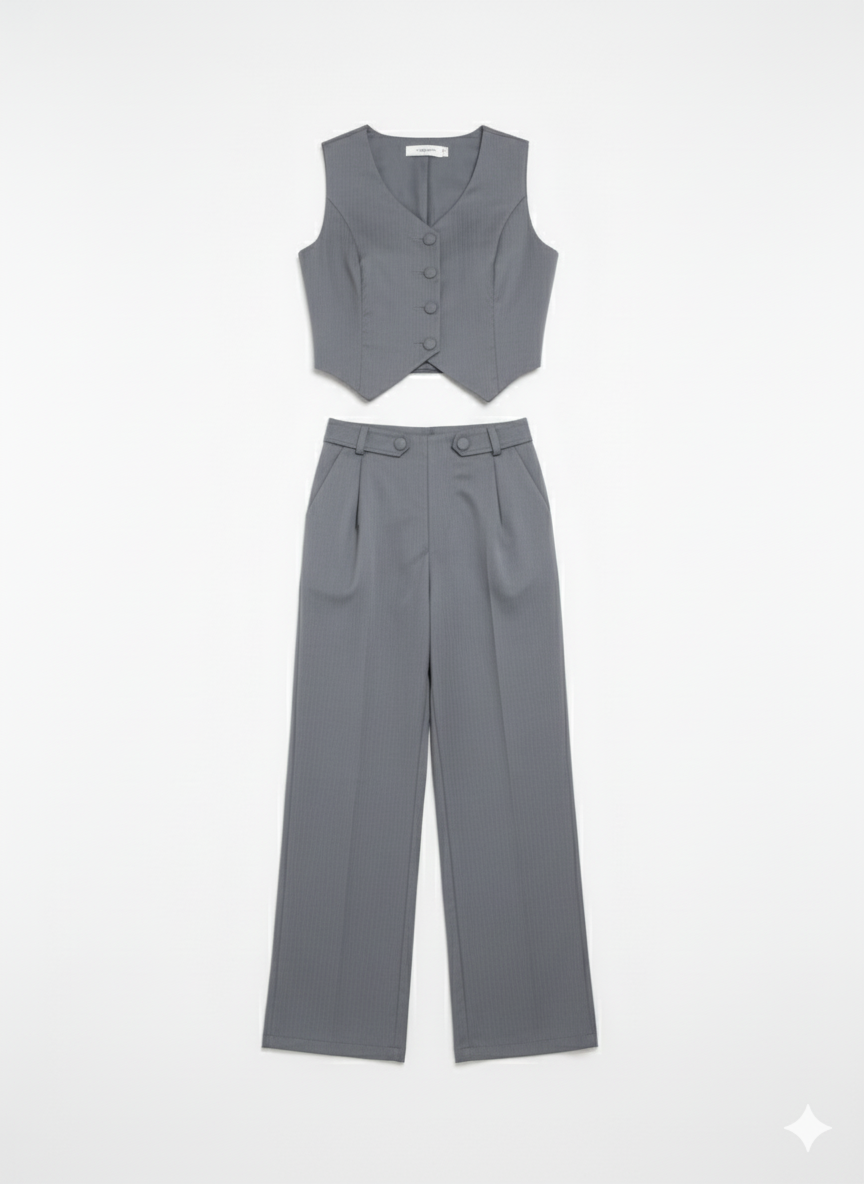 Conjunto en Gabardina gris medio