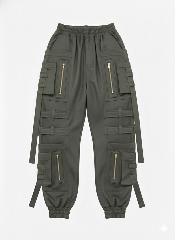 Pantalón Cargo Straps (denim cuadros)