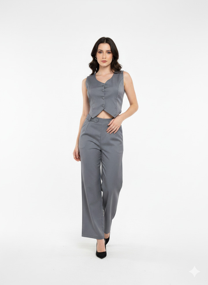 Conjunto en Gabardina gris medio