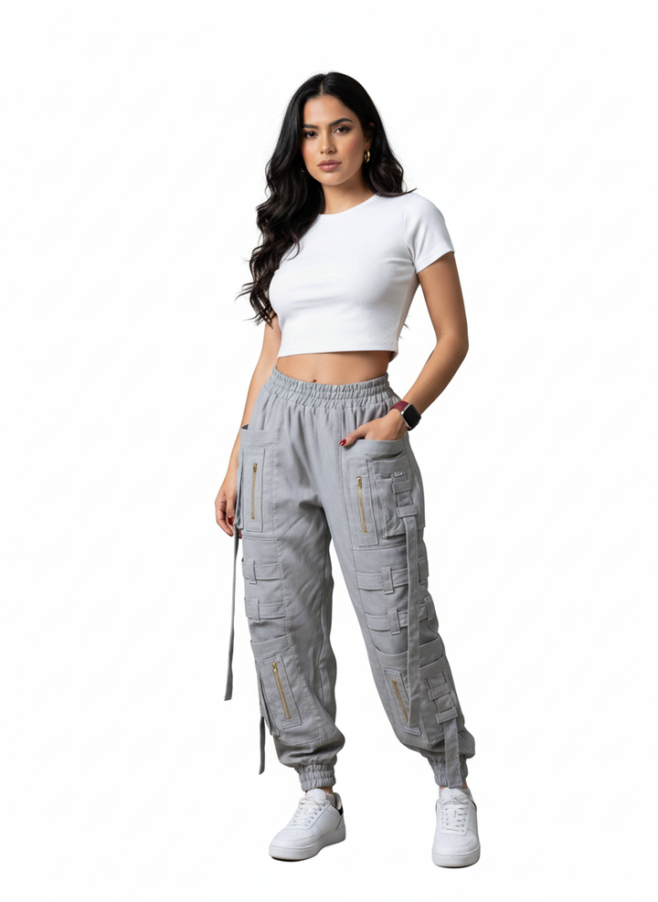 Pantalón Cargo Straps ceniza
