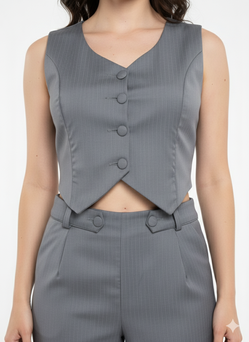 Conjunto en Gabardina gris medio