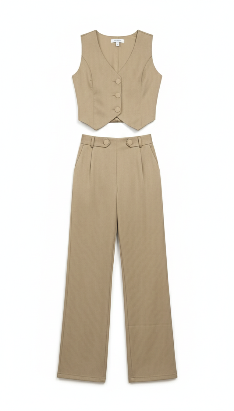 Conjunto en Gabardina nude